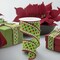 2.5" Dots & Stripes Glitter Tinsel Edge Ribbon: Lime Green, White & Red (10 Yards)